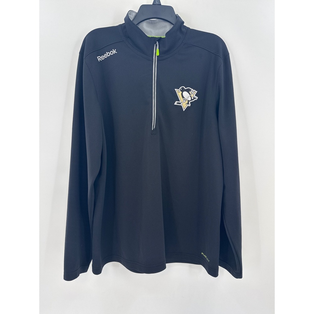 Reebok‎ Pittsburgh Penguins NHL Center Ice Quarter Zip Pullover Black Mens Large